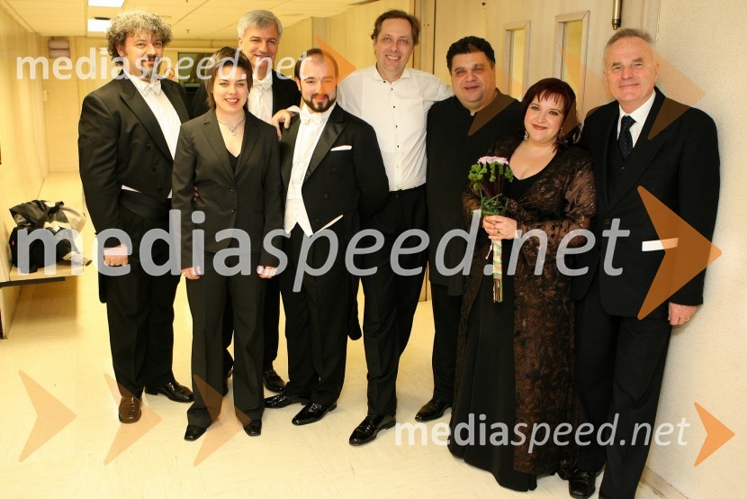 Saša Čano, operni pevec v vlogi Abimeleha, Martina Batič, vodja opernega zbora, Juan Vasle, operni pevec v vlogi Hebrejskega starca, Jože Vidic, operni pevec v vlogi Dogonov veliki svečnik, Peter Feranec, dirigent, Badri Maisuradze, operni pevec v vlogi Samsona, Mirjam Kalin, operna pevka v vlogi Dalile in Kristijan Ukmar, ravnatelj SNG Opera in Balet LjubljanaOpera Samson in Dalila