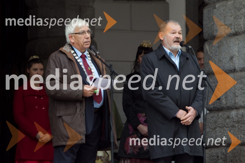 Aleks Štakul, nekdanji generalni direktor RTV Slovenija; Rado Stojanovič, organizator Martinovanja v LjubljaniMartinovanje v Ljubljani 2013