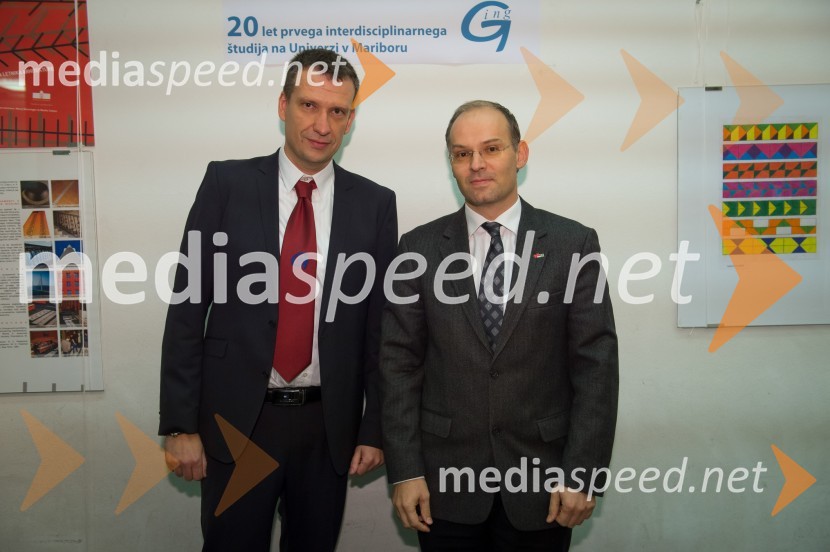 Doc. dr. Iztok Palčič, Fakulteta za strojništvo UM; prof. dr. Stefan Vorbach, prodekan za izobraževalno 
dejavnost, Fakulteta za strojništvo in ekonomijo Tehniške 
univerze v Gradcu20 let prvega interdisciplinarnega študija na Univerzi v Mariboru