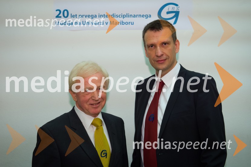 Prof. dr. Andrej Polajnar, nekdanji koordiantor Sveta GING; doc. dr. Iztok Palčič, Fakulteta za strojništvo UM20 let prvega interdisciplinarnega študija na Univerzi v Mariboru