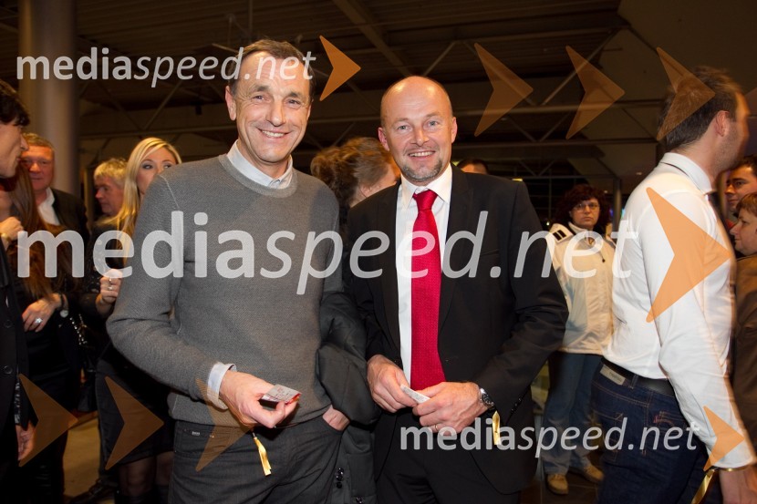 Dušan Blažič, direktor alpskih disciplin; Rok Cuderman, PetrolNa kanto, premiera slovenskega športnega filma