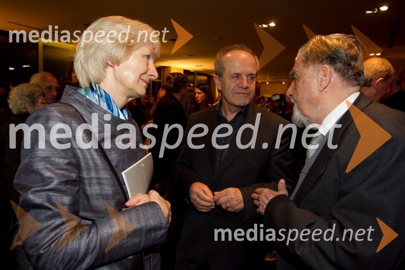Metka Svetlik; prof. dr. Ivan Svetlik, rektor Univerze v Ljubljani; Ciril Zlobec, literatOthello, premiera predstave v MGL