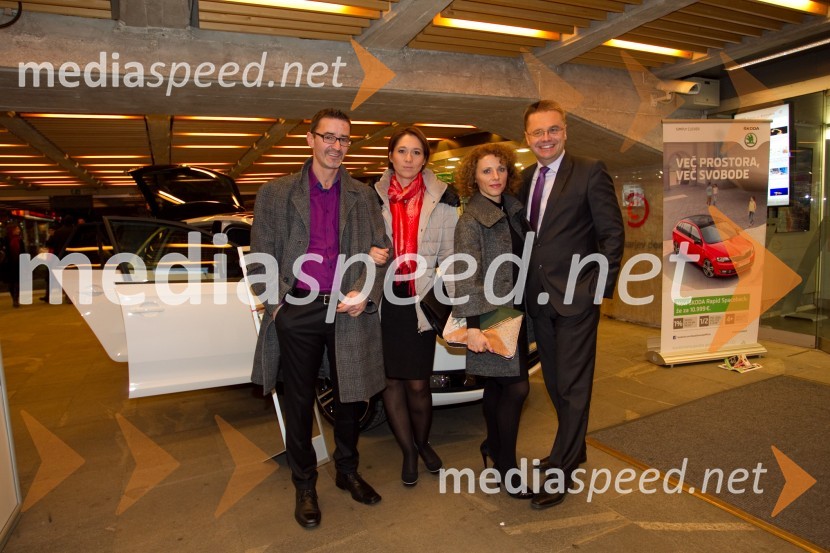 Andrej Vračar; Simona Vračar; Simona Podlipny, marketing Porsche Slovenija d.o.o.; Petr Podlipny, direktor znamke Škoda za SlovenijoVlado Kreslin, koncert Čarobnice