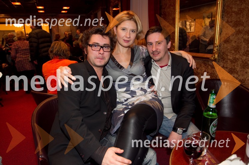 Andrej Murenc, igralec; Vesna Pernarčič, igralka; Jernej Čampelj, igralecJaz, Batman, premiera PG Kranj