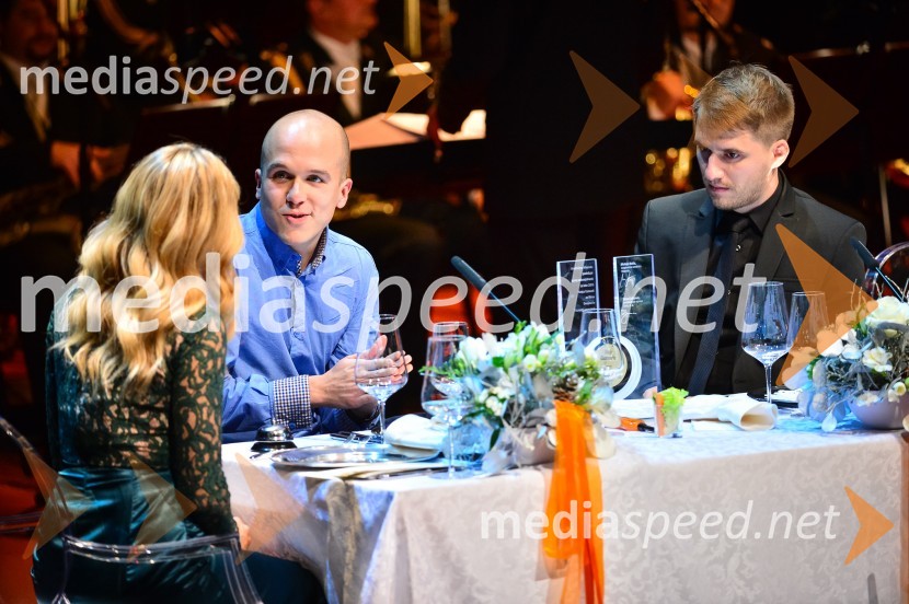 Katarina Čas, igralka; Nejc Gazvoda; Rok Biček, režiserjaVikendovi Gongi popularnosti, podelitev 2013