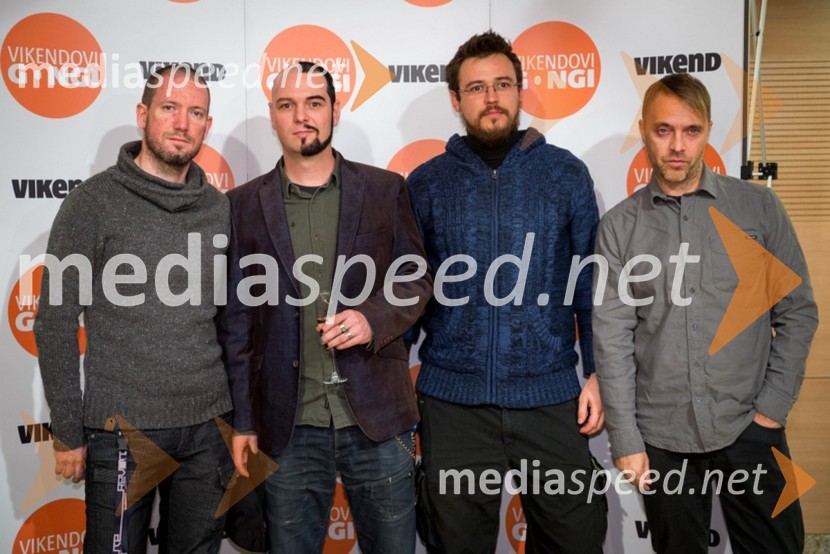 Tomaž Okroglič - Rous; Tomi Meglič; Boštjan Meglič; Jani Hace, člani skupine SiddhartaVikendovi Gongi popularnosti, podelitev 2013