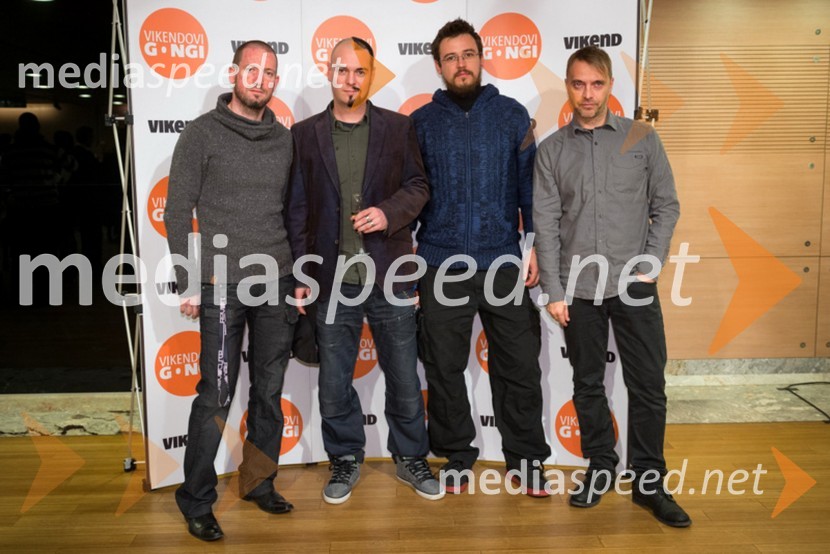 Tomaž Okroglič - Rous; Tomi Meglič; Boštjan Meglič; Jani Hace, člani skupine SiddhartaVikendovi Gongi popularnosti, podelitev 2013