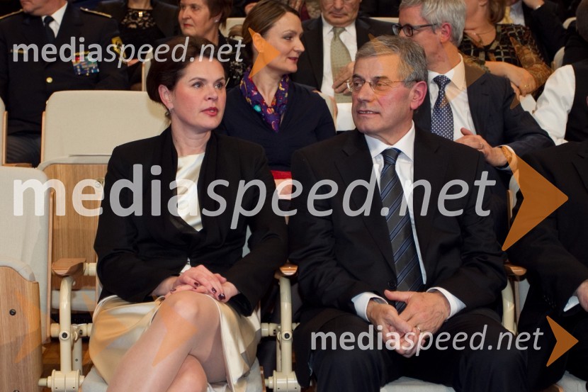 Alenka Bratušek, predsednica Vlade; Miroslav Mozetič, predsednik Ustavnega sodišča;Državna proslava ob dnevu samostojnosti in enotnosti 2013