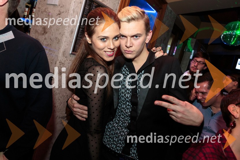 Eva Ahačevčič, manekenka; Matej HribernikMr. Christmas party z Mistrom Slovenije