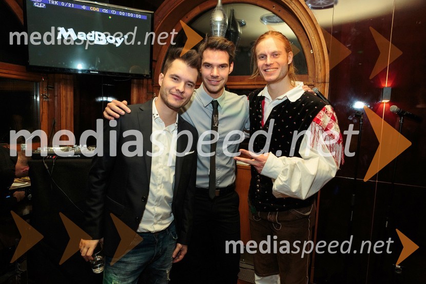 Dennis, skupina Game Over;&nbsp;Matjaž Kumelj, mister Universe 2012;&nbsp;Miha Dragoš, mister Slovenije 2011 in član ansambla AufbiksMr. Christmas party z Mistrom Slovenije