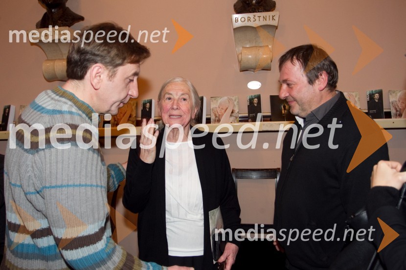 Gregor Bakovič, igralec; Štefka Drolc, igralka; Bojan Emeršič, igralec90-letnica Štefke Drolc in koncert skupine Čompe