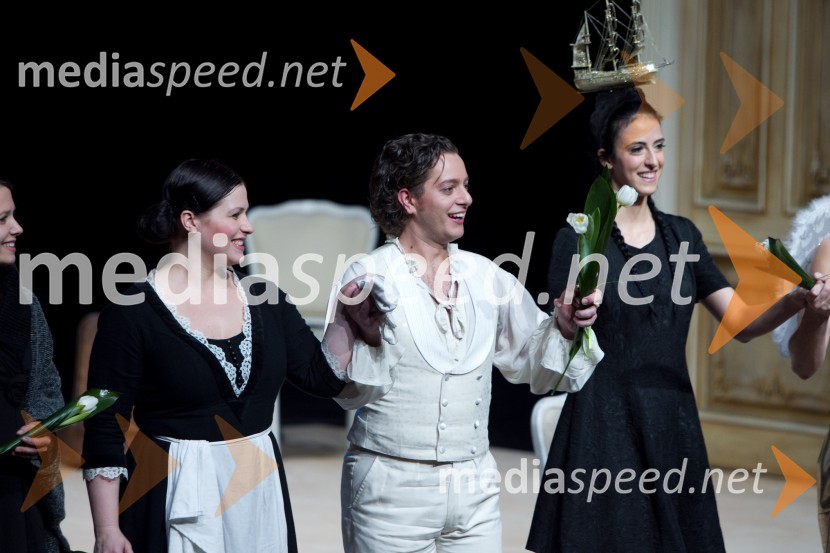 Nuška Drašček Rojko, pevka;  Klemen Torkar, pevec; Dunja Tinauer, pevkaLa Cecchina ali Nikogaršnja hči, premiera opere