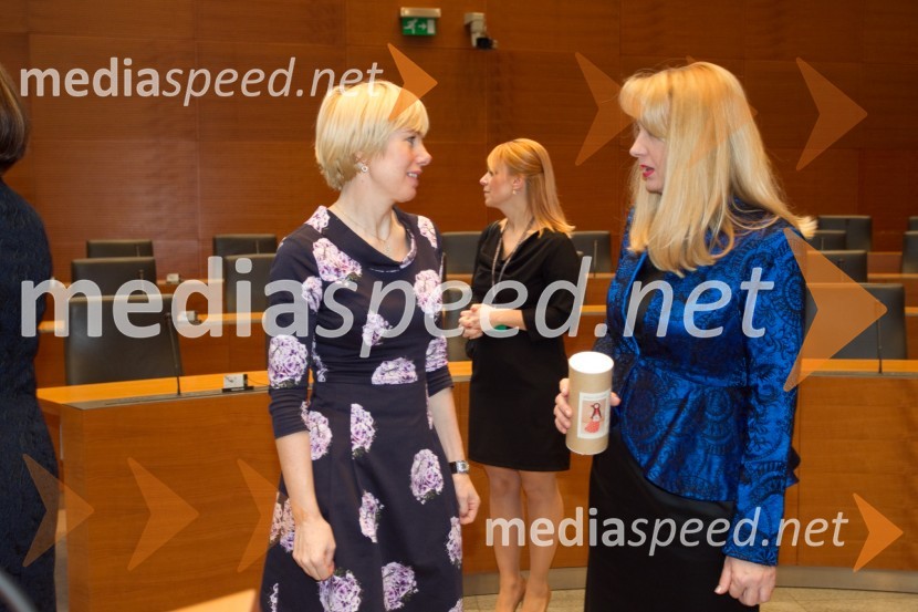 Polonca Komar, podpredsednica DZ; Alja Markovič Čas, nominiranka za Slovenko leta 2013Slovenka leta 2013, sprejem kandidatk v Državnem zboru