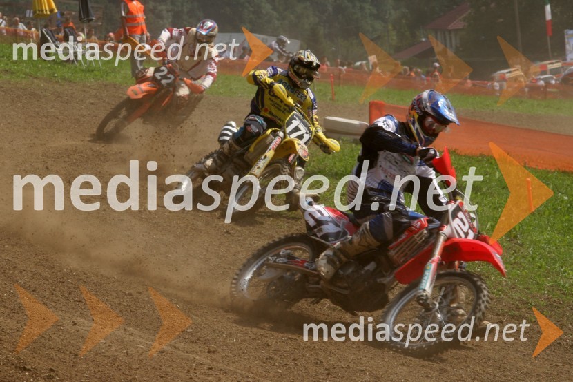 od leve: Loic Leonce - Francija, Petr Bartos - Češka in Mathieu Doutaz - ŠvicaMOTOKROS, dirka za evropsko prvenstvo do 125ccm