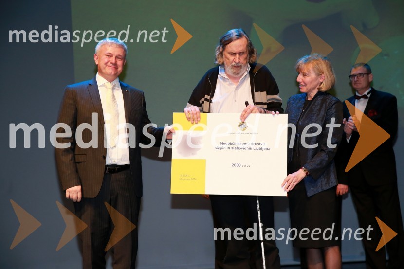  Tomaž Butina, predsednik Lions kluba Ljubljana;  Luj Šprohar, Medobčinska zveza slepih in slabovidnih Ljubljana;  Zdenka Tomažič, Medobčinsko društvo slepih in slabovidnih LjubljanaVeliki dobrodelni Lions ples 2014