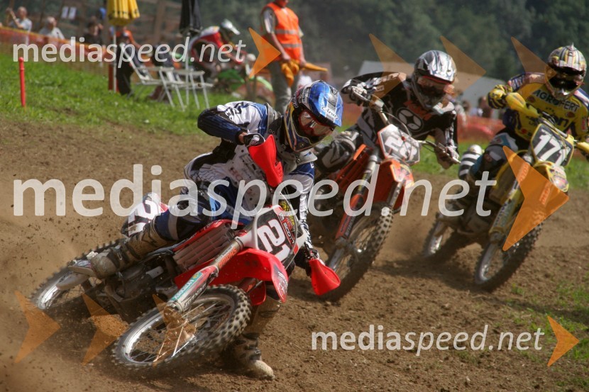 Mathieu Doutaz - Švica, Shannon Terreblance - Južnoafriška republika in Petr Bartoš, ČeškaMOTOKROS, dirka za evropsko prvenstvo do 125ccm