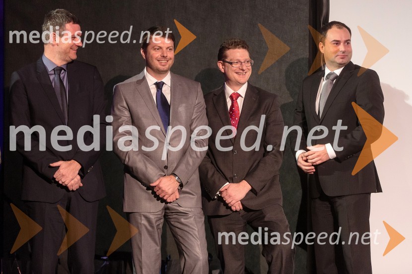mag. Tomaž  Berločnik, predsednik uprave Petrol d.d.;  Blaž Pesjak, predsednik uprave Merkur d.d;  Gregor Rustja, direktor logistike Atlantic Trade d.o.o.;  Andrej  Slapar, predsednik uprave Zavarovalnica Triglav d.d.BTC praznuje 60 let, slavnostni sprejem
