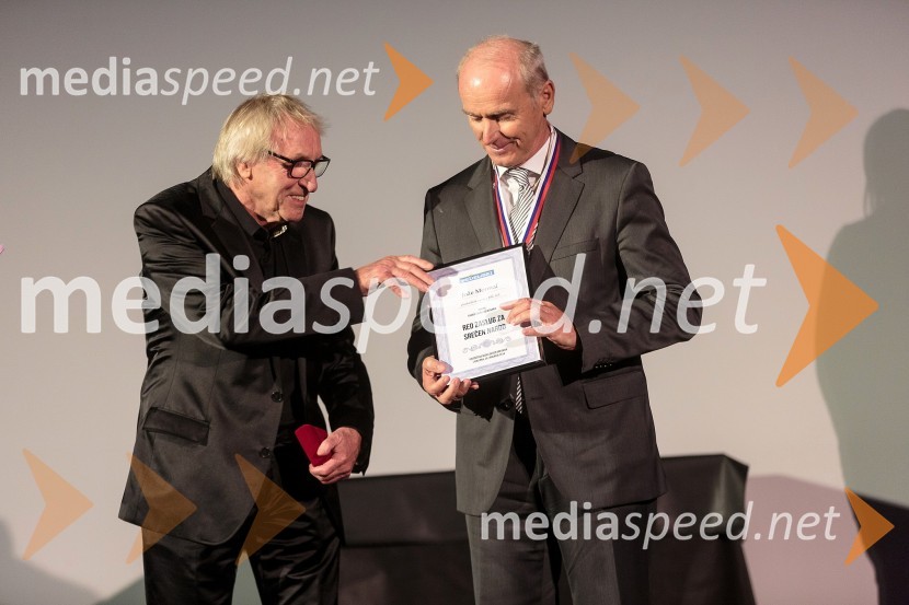  Tone Fornezzi - Tof, novinar;  Jože  Mermal, predsednik uprave BTC-jaBTC praznuje 60 let, slavnostni sprejem