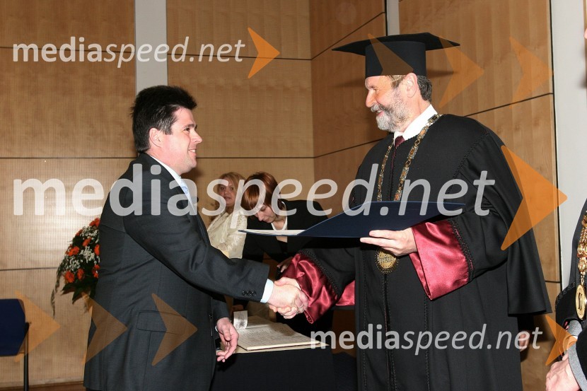 Dr. Aleš Belšak in dr. Ivan Rozman, rektor Univerze v MariboruPromocija doktorjev znanosti Univerze v Mariboru, Marec 2007