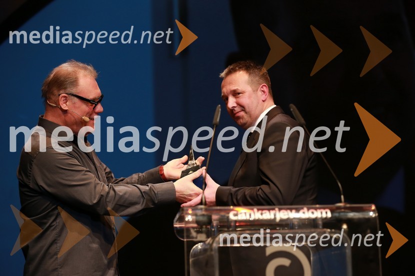  Boris Kobal, igralec;  Iztok Stanonik, direktor Polycom Škofja Loka d.o.o.46. podelitev nagrad Gospodarske zbornice Slovenije