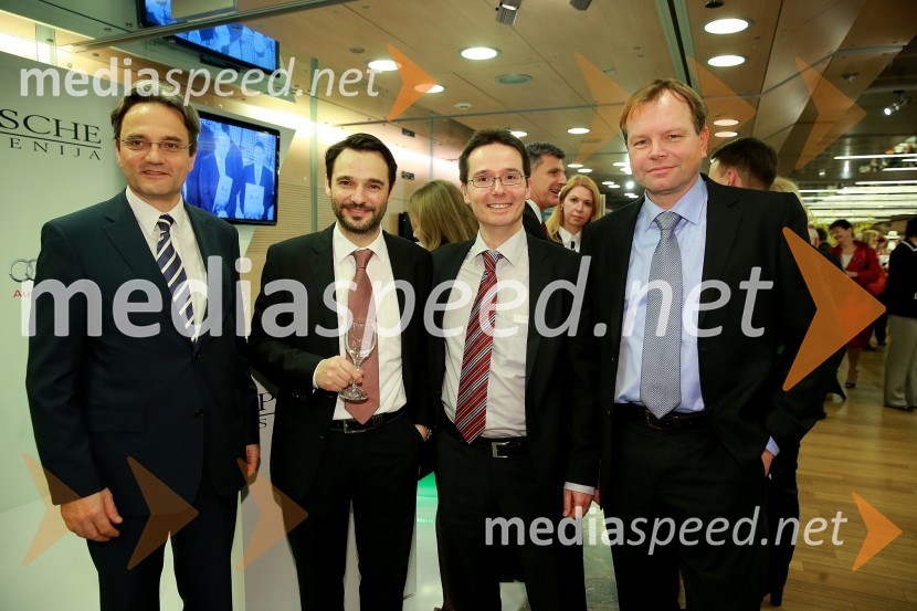  Martin Wienerroither, Porsche Holding ;  Danilo Ferjančič, generalni direktor Porsche Slovenija d.o.o;  Michael Grimmert, predstavnik tovarne Volkswagen ;  Marko Škriba, direktor znamke Volkswagen pri Porsche Slovenija d.o.o.46. podelitev nagrad Gospodarske zbornice Slovenije