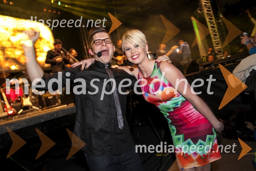  Klemen Bunderla, moderator, radio Aktual;  Eva Cimbola, radio AktualAktualov dan žena 2014