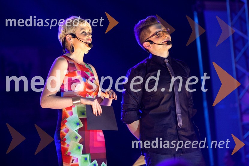  Eva Cimbola, radio Aktual;  Klemen Bunderla, moderator, radio AktualAktualov dan žena 2014