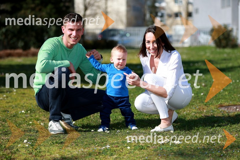  Matej Žagar, speedwayist;  Felix Žagar;  Aleksandra KozłowskaMatej Žagar z družino