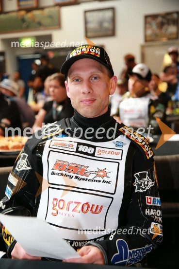  Andreas  Jonsson, speedwayist (Švedska)Speedway GP 2014, VN Nova Zelandija, uradna predstavitev voznikov in prvi prosti trening