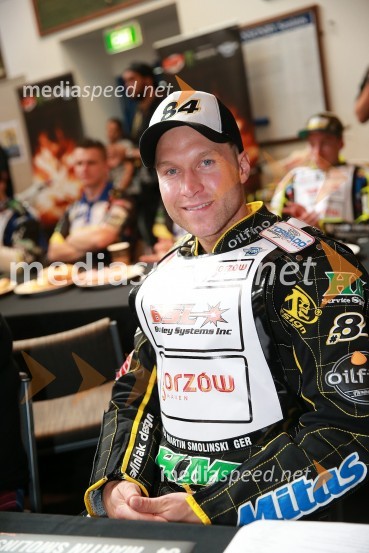  Martin  Smolinski, speedwayist (Nemčija)Speedway GP 2014, VN Nova Zelandija, uradna predstavitev voznikov in prvi prosti trening