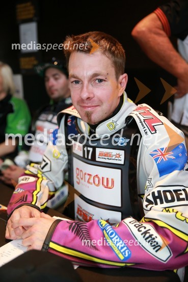  Andrew  Aldridge, speedwayist (Nova Zelandija)Speedway GP 2014, VN Nova Zelandija, uradna predstavitev voznikov in prvi prosti trening