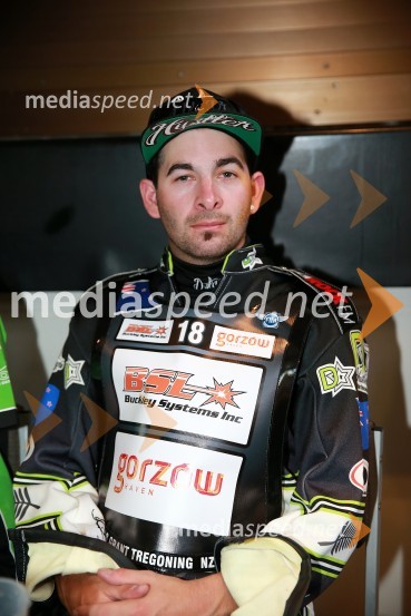  Grant Tregoning, speedwayist (Nova Zelandija)Speedway GP 2014, VN Nova Zelandija, uradna predstavitev voznikov in prvi prosti trening