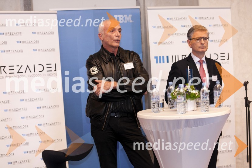  Ivo Boscarol, generalni direktor Pipistrel d.o.o.;  Franjo Bobinac, predsednik uprave Gorenje d.d.Mreža idej: konferenca Marčeve ide