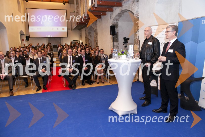  Ivo Boscarol, generalni direktor Pipistrel d.o.o.;  Franjo Bobinac, predsednik uprave Gorenje d.d.Mreža idej: konferenca Marčeve ide
