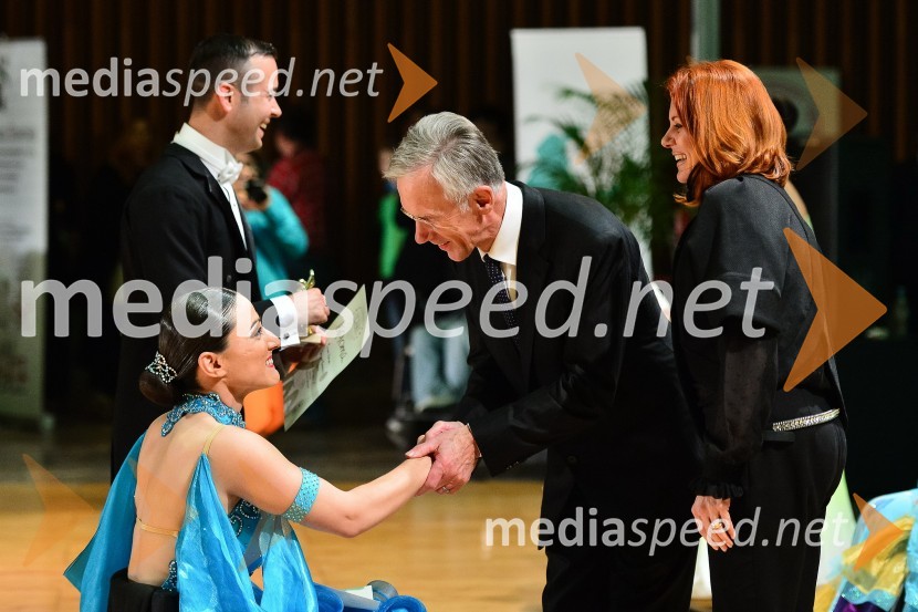  Barbara  Šamperl, plesalka; mag. Drago  Šulek, predsednik Plesne zveze Slovenije;  Katarina Venturini, nekdanja plesalkaLjubljana open 2014, sobota