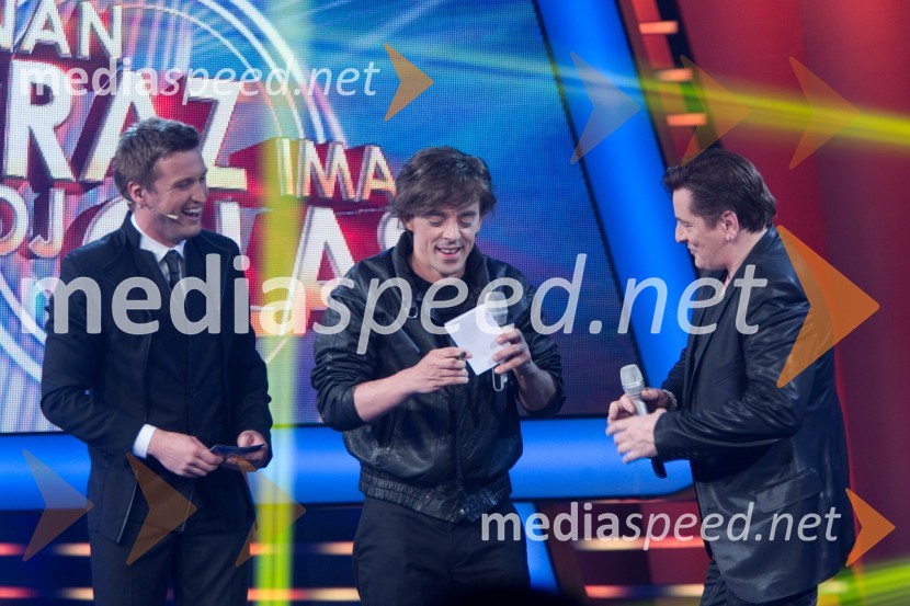  Denis Avdić, voditelj;  Tomaž Klepač, pevec;  Danijel Popović, pevecZnan obraz ima svoj glas