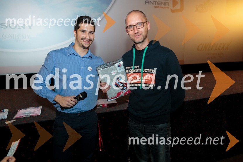  Uroš Bitenc, moderator, radio Antena;  Blaž Gregorin, Tam-Tam (City plakatna mesta)Neverjetni Spider-Man na Cineplexx predpremieri
