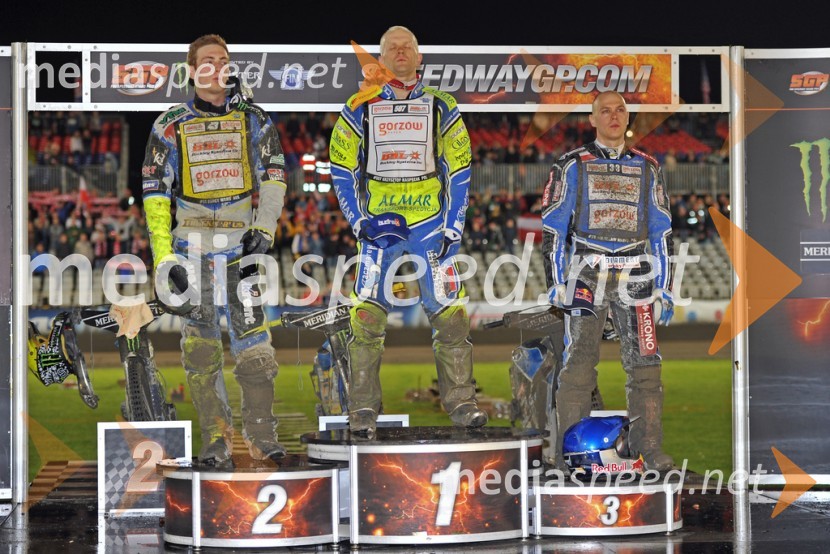  Darcy  Ward, speedwayist (Avstralija);  Krzysztof  Kasprzak, speedwayist (Poljska);  Jaroslaw  Hampel, speedwayist (Poljska)Žagar mukoma do šestih točk, prvenec Kasprzaka