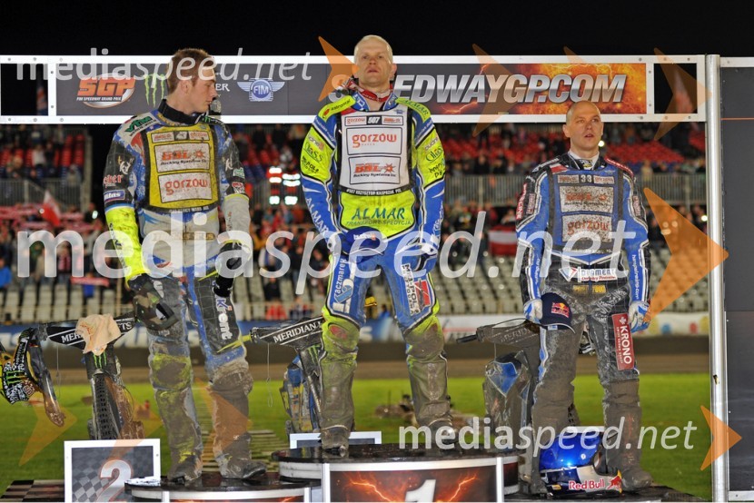 Darcy  Ward, speedwayist (Avstralija);  Krzysztof  Kasprzak, speedwayist (Poljska);  Jaroslaw  Hampel, speedwayist (Poljska)Žagar mukoma do šestih točk, prvenec Kasprzaka