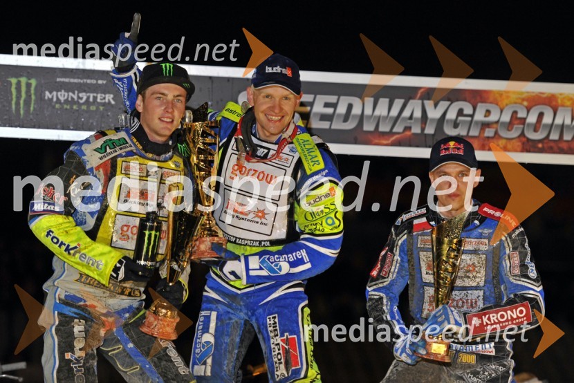  Darcy  Ward, speedwayist (Avstralija);  Krzysztof  Kasprzak, speedwayist (Poljska);  Jaroslaw  Hampel, speedwayist (Poljska)Žagar mukoma do šestih točk, prvenec Kasprzaka