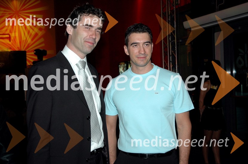 Sergej Racman, predsednik uprave Koloseja in Marko Potrč, voditelj oddaje Svet na Kanalu AOtvoritev Casino Rio v areni Vodafone