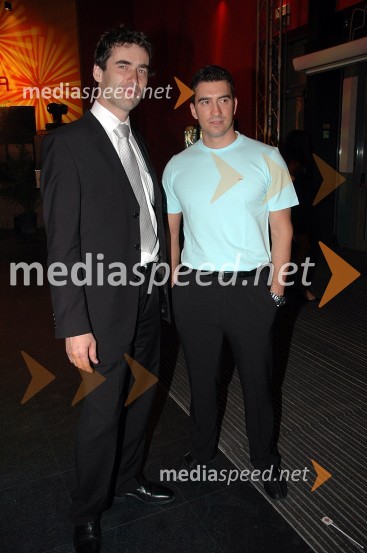 Sergej Racman, predsednik uprave Koloseja in Marko Potrč, voditelj oddaje Svet na Kanalu AOtvoritev Casino Rio v areni Vodafone