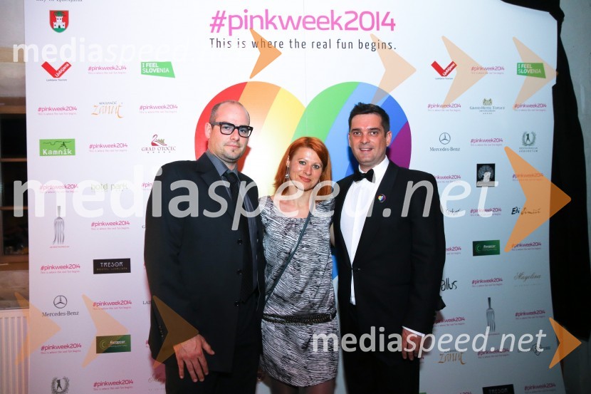  Blaž Oberč, lastnik blagovne znamke Laibach & York;  Marjana Grčman, voditeljica;  Matej Valenčič, Imperial TravelPink week 2014, spremljanje izbora pesmi za evrovizijo