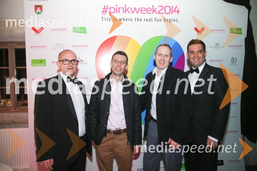  Matej Knific, luxuryslovenia.eu;  Dragan Barbutovski, svetovalec za EU in strateško komuniciranje;  John Hankin;  Matej Valenčič, Imperial Travel, luxuryslovenia.euPink week 2014, spremljanje izbora pesmi za evrovizijo