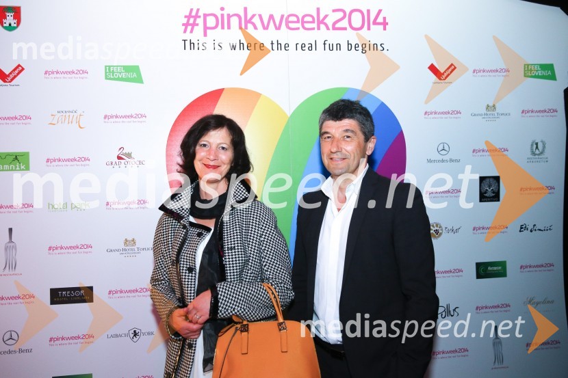  Julijana Batič;  Aleksander Batič, izvršni direktor NKBM za področje poslovne mrežePink week 2014, spremljanje izbora pesmi za evrovizijo
