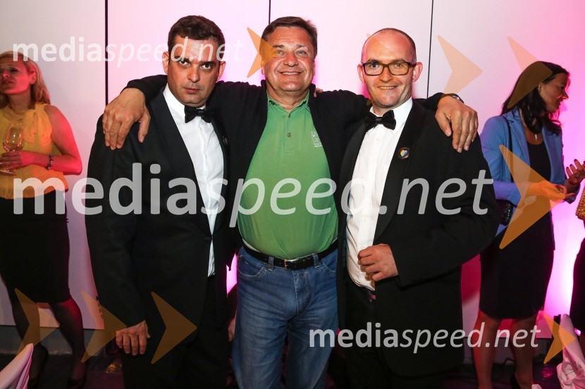  Matej Valenčič, Imperial Travel, luxuryslovenia.eu;  Zoran Janković, župan MOL, predsednik PS;  Matej Knific, luxuryslovenia.euPink week 2014, spremljanje izbora pesmi za evrovizijo