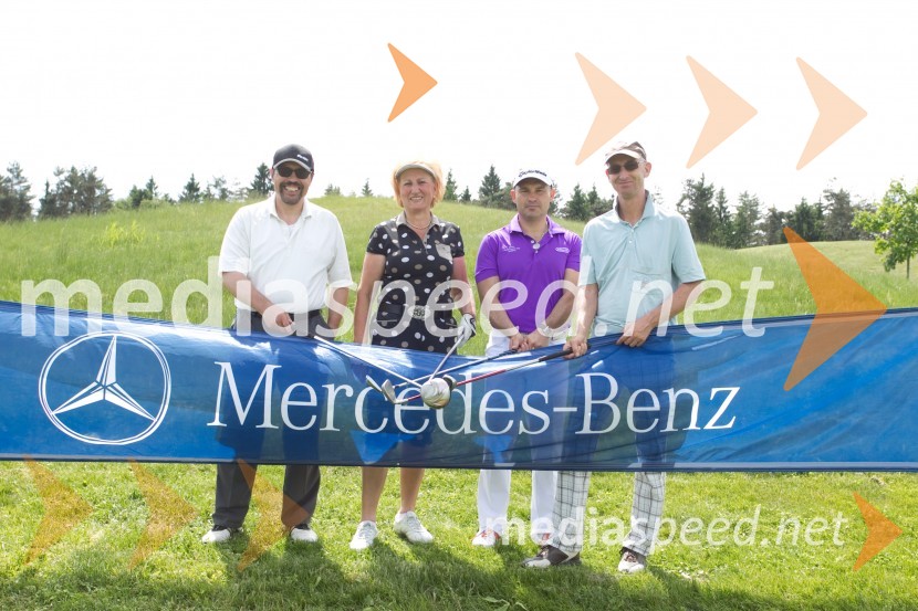  Hans Josef Strouken;  Marija Ajlec, solastnica družinskega podjetja AJM d.o.o.;  Anton Majhen,  I AM INSTITUT;  Dominik GolenhofenMercedes Trophy, golf turnir