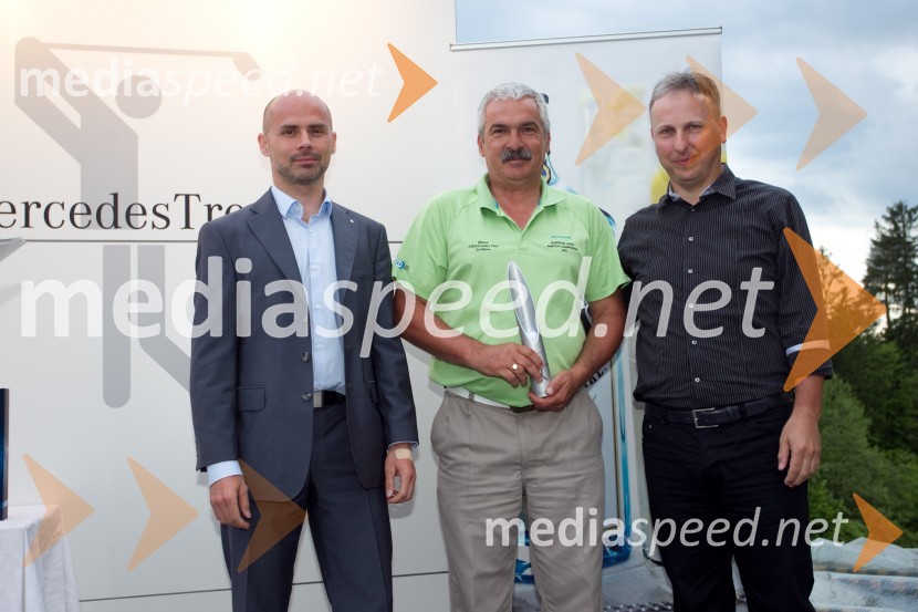  Andrej Bergant, direktor prodaje pri Autocommerce;  Marjan Kolar;  Gregor Fric, Merit InternationalMercedes Trophy, golf turnir