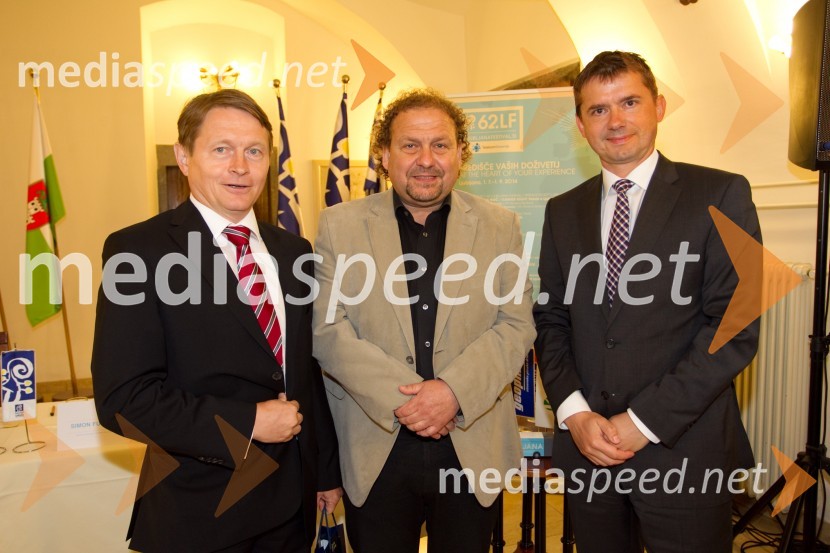  Andrej Kavšek, predsednik uprave Zavarovalnice Tilia, d. d.;  Darko  Brlek, direktor, Festival Ljubljana; mag. Simon Furlan, Telekom Slovenije62. Festival Ljubljana 2014, novinarska konferenca