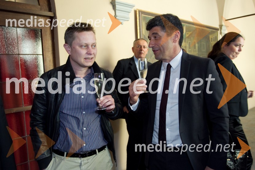  Bojan Kobal, enolog;  Aleksander Batič, izvršni direktor NKBM za področje poslovne mreže62. Festival Ljubljana 2014, novinarska konferenca